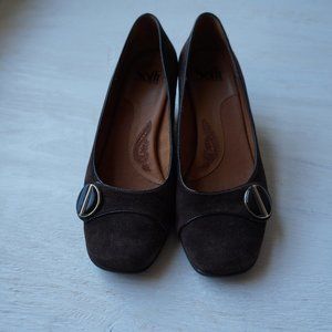 Sofft Brown Suede Leather Comfort Pumps Wedge Heel